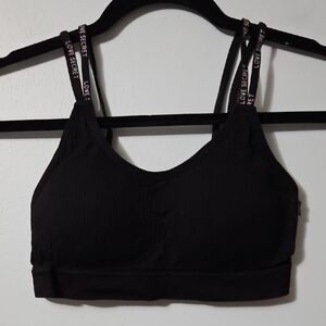 Black Women's Pull Over Ribbed Love Secret Bralette With Removable Pads Size S